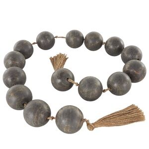 Rustic Black Wooden Bead Garland with Tassels